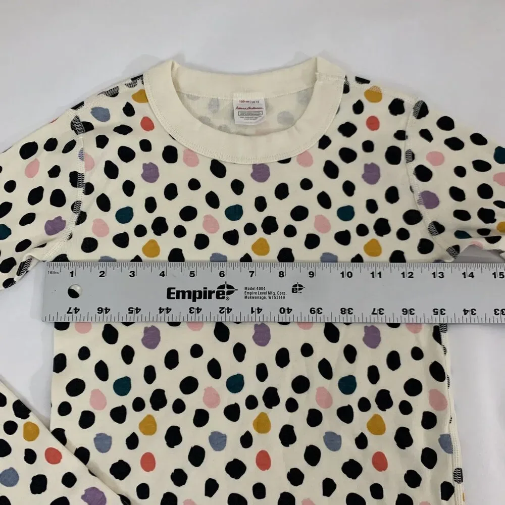 Hanna Andersson Pajama Top Girl 12 Cream Colorful Polka Dot Long‎ Sleeve Cotton